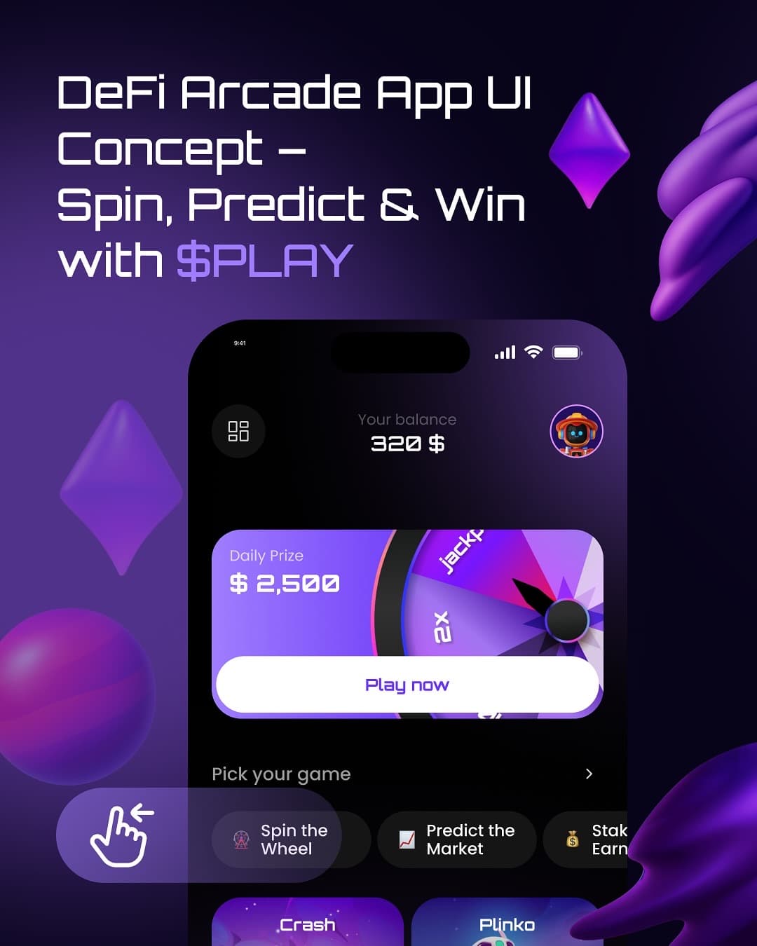 DeFi Arcade App UI Concept